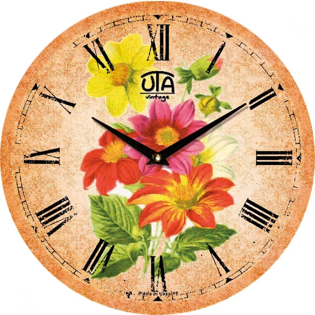 Акция на Настінний годинник UTA 059 VP букет осінніх квітів от Rozetka