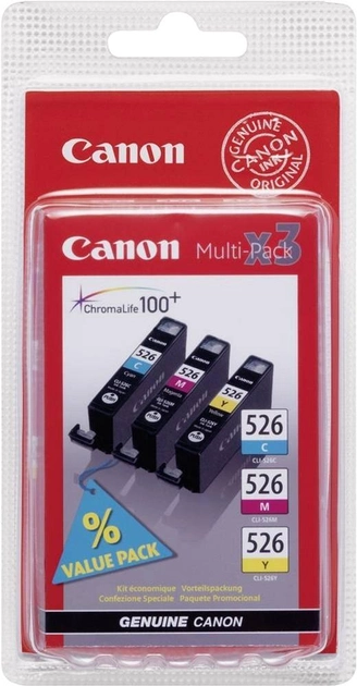 Zestaw tuszy Canon CLI-526 Multipack Cyan/Magenta/Yellow (8714574554457) - obraz 1