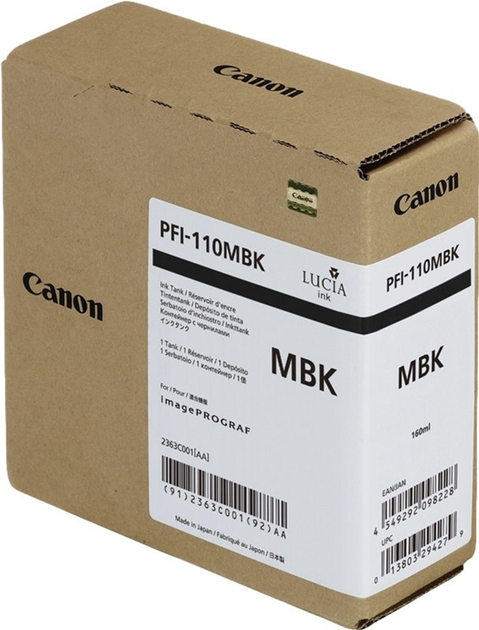 Tusz Canon PFI-110MBK Matte Black (4549292098228) - obraz 1