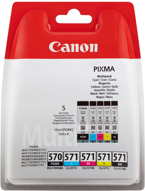 Zestaw tuszy Canon PGI-570 CLI-571 Multipack Cyan/Magenta/Yellow/Black (8714574631660) - obraz 1