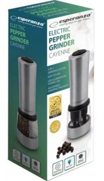 Електричний млин для солі та перцю Esperanza EKP004 Cayenne Stainless Steel (5901299917190) - зображення 5