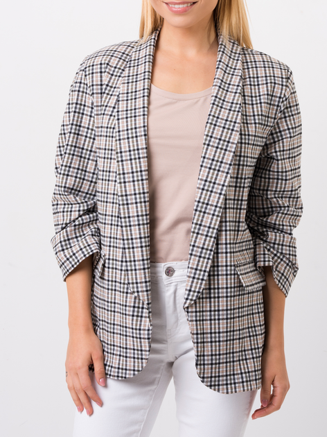 Піджак клітчатий подовжений жіночий Zaiia ZAJA07 40 Різнокольоровий (8225516511754) - зображення 4