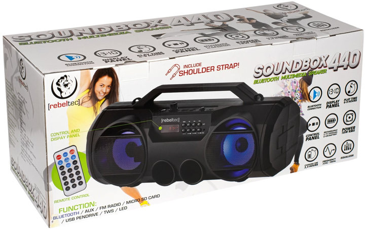 Портативная колонка Rebeltec SoundBox 440 Black (RBLFLO00045) - изображение 5