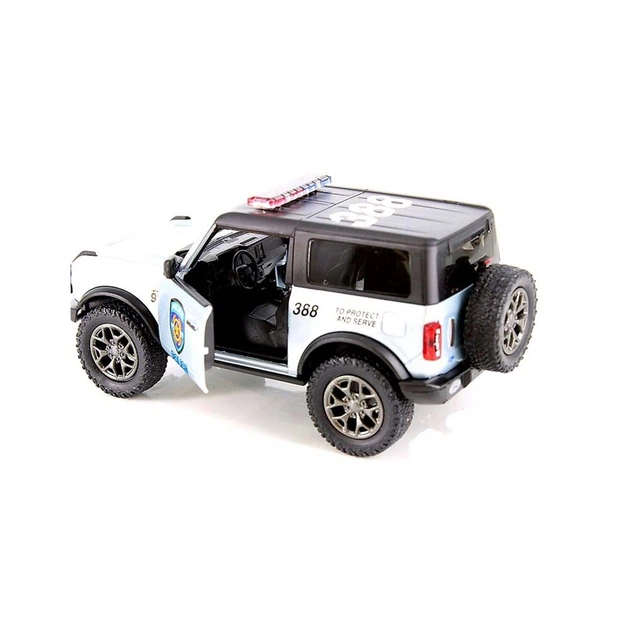 Машинка інерційна Kinsmart KT5438WPR Ford Bronco Police маcштаб 1:34 металева, двері відчиняються Біло-чорна Метал, гума - Фото 3 Машинка інерційна Kinsmart KT5438WPR Ford Bronco Police маcштаб 1:34 металева, двері відчиняються Біло-чорна Метал, гума - зображення 3