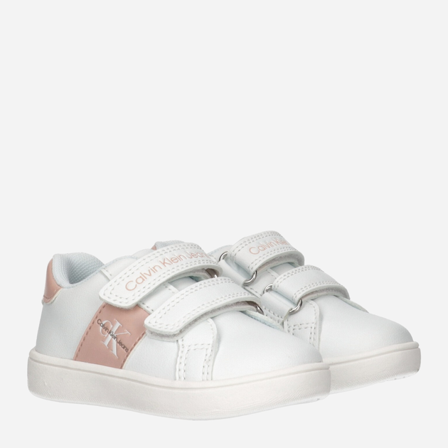 Buty sportowe dziecięce dla dziewczynki na rzepy Calvin Klein Jeans Low Cut Velcro Sneaker V1A9-80782-1355X134 27 Białe (8052578509555) - obraz 2