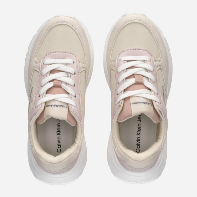Sneakersy dziecięce dla dziewczynki Calvin Klein Jeans Low Cut Lace-Up Sneaker V3A9-80809-1461B027 37 Beżowy/Różowy (8052578519677) - obraz 3