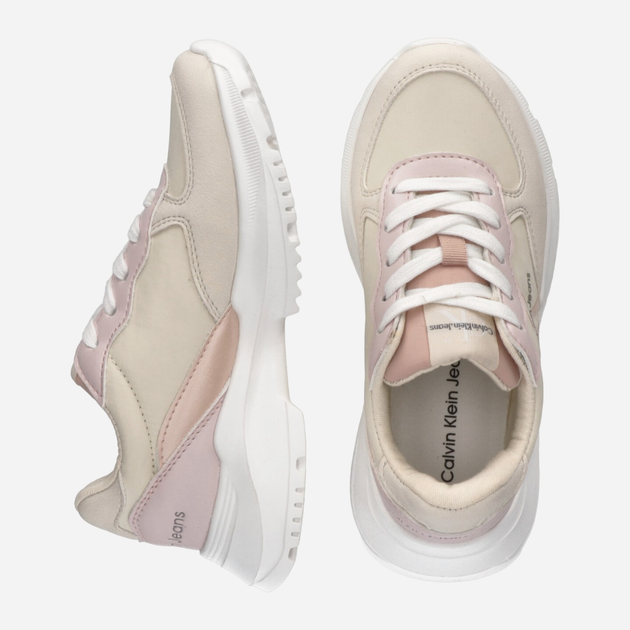 Sneakersy dziecięce dla dziewczynki Calvin Klein Jeans Low Cut Lace-Up Sneaker V3A9-80809-1461B027 39 Beżowy/Różowy (8052578519691) - obraz 4
