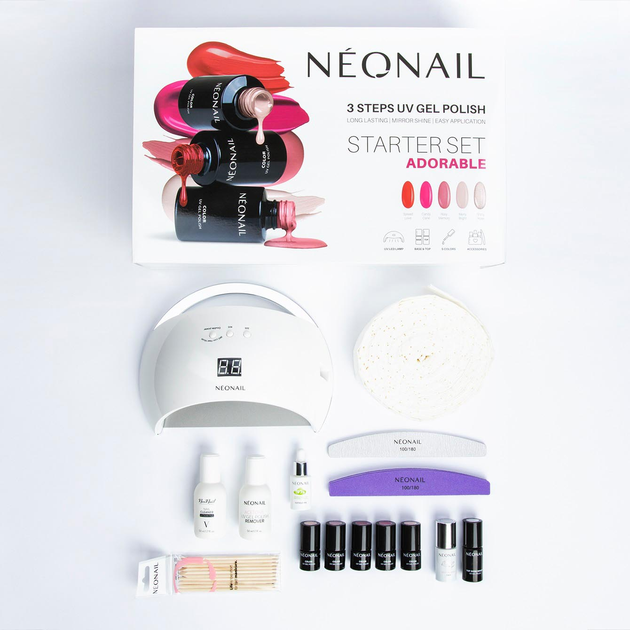 Гібридний набір NeoNail Adorable 7 лаків + світлодіодна лампа 21W/48 (5903657857230) - зображення 1