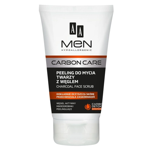 Peeling do mycia twarzy AA Men Carbon Care z węglem 150 ml (5900116054407) - obraz 1