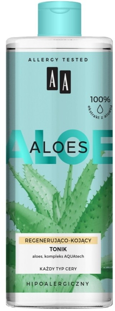 Тонік AA Aloes 100% Aloe Vera Extract регенеруючий заспокійливий 400 мл (5900116069708) - зображення 1