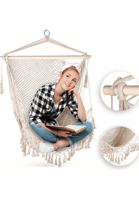 Подвесное кресло-гамак Outtec Boho бразильское с бахромой до 120 кг - Фото 12 Подвесное кресло-гамак Outtec Boho бразильское с бахромой до 120 кг - изображение 12