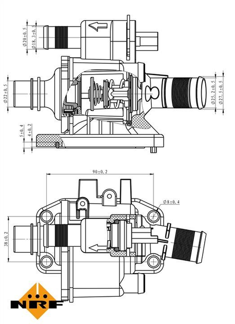 725058 NRF Термостат PSA 1.4D/1.6D/1.6DH 02.06- - зображення 1