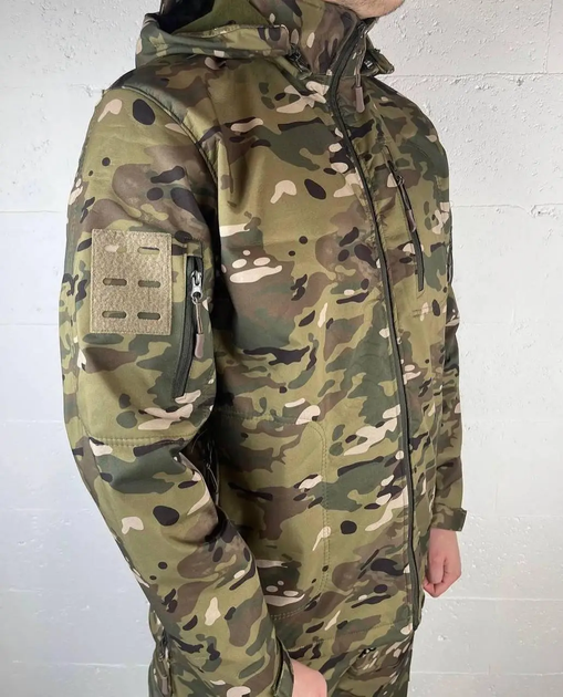 Военная мужская куртка Accord Soft-shell на флисе Мультикам L (Kali) AI012 - изображение 2