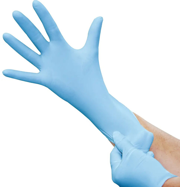 Перчатки смотровые нитриловые текстурированные, нестерильные Medicom SafeTouch Advanced Slim Blue неопудренные 3 г 50 пар № XL (1175P2-E) - изображение 2