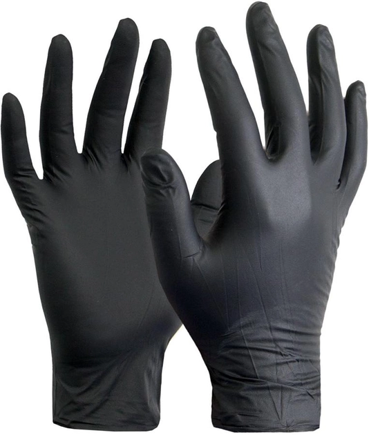 Перчатки смотровые нитриловые текстурированные, нестерильные Medicom SafeTouch Premium Black неопудренные 5 г черные 50 пар № S (1187H-B) - изображение 2