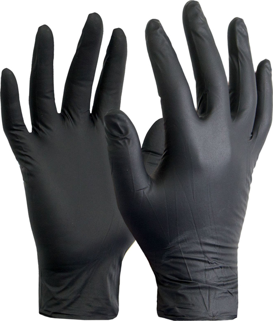 Перчатки смотровые нитриловые текстурированные, нестерильные Medicom SafeTouch Advanced Black неопудренные 3.3 г черные 50 пар № XL (1187P-E) - изображение 2