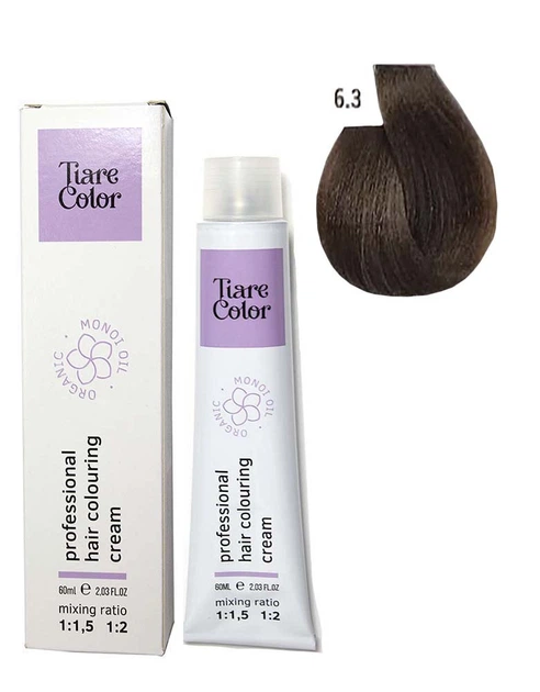 6.3 Крем-фарба для волосся TIARE COLOR Hair Colouring Cream 60 мл - Фото 1 6.3 Крем-фарба для волосся TIARE COLOR Hair Colouring Cream 60 мл - зображення 1