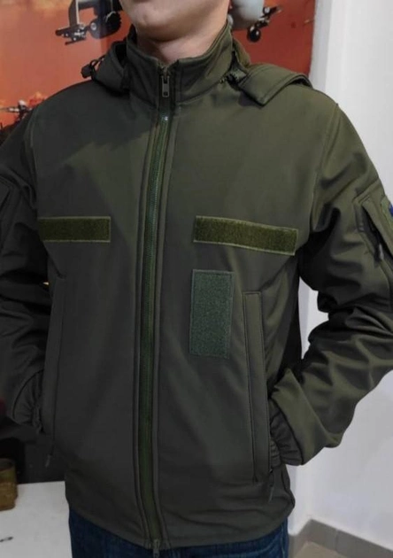 Куртка тактическая Soft Shell водонепроницаемая флис хаки 50 - изображение 1