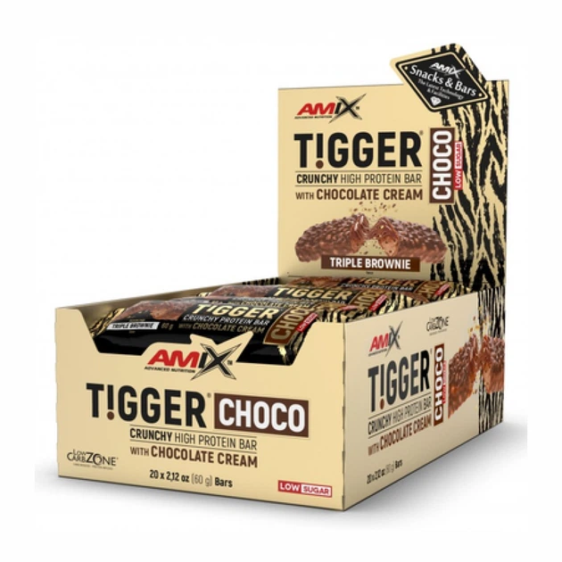 Батончик протеїновий Amix Nutrition Tigger Crunchy Protein Bar Choco потрійни брауні, 20х60 г