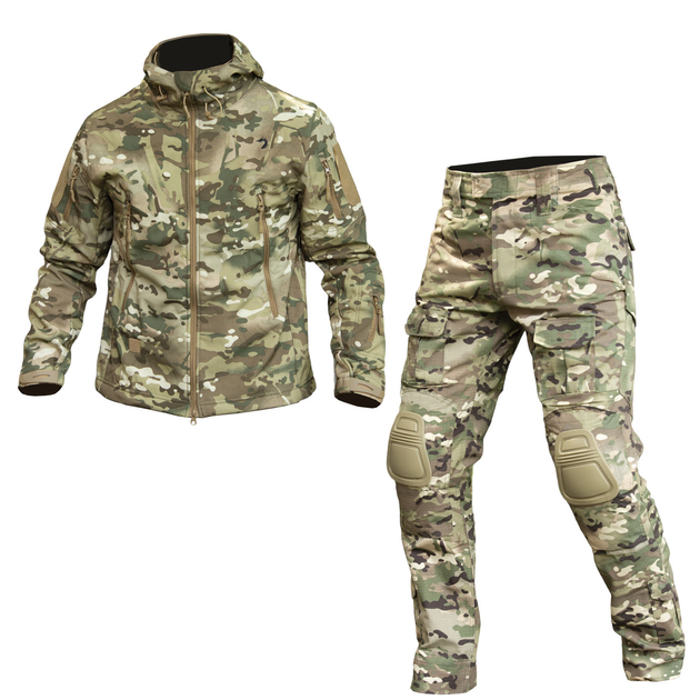 Костюм розмір M Soft Shell Caiman мультикам куртка та штани G2 з наколінниками - зображення 1
