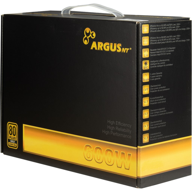 Блок живлення Inter-Tech Argus GPS-600 80+ Gold 600 W (88882181) - зображення 4