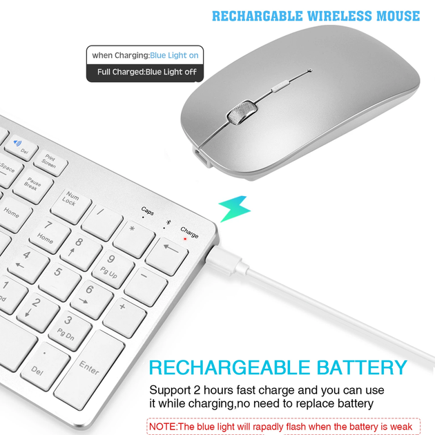 Комплект бездротовий VHG E68, клавіатура + миша, White 2.4G + Bluetooth Dual-mode wireless keyboard - изображение 4