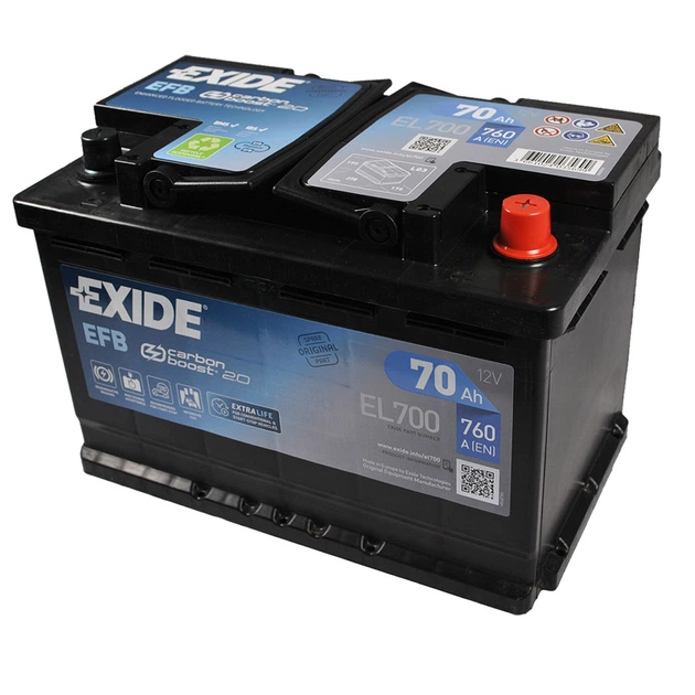 Автомобільний акумулятор EXIDE Start-Stop EFB 70Ah 760A R+ EL700 - Фото 2 Автомобільний акумулятор EXIDE Start-Stop EFB 70Ah 760A R+ EL700 - изображение 2