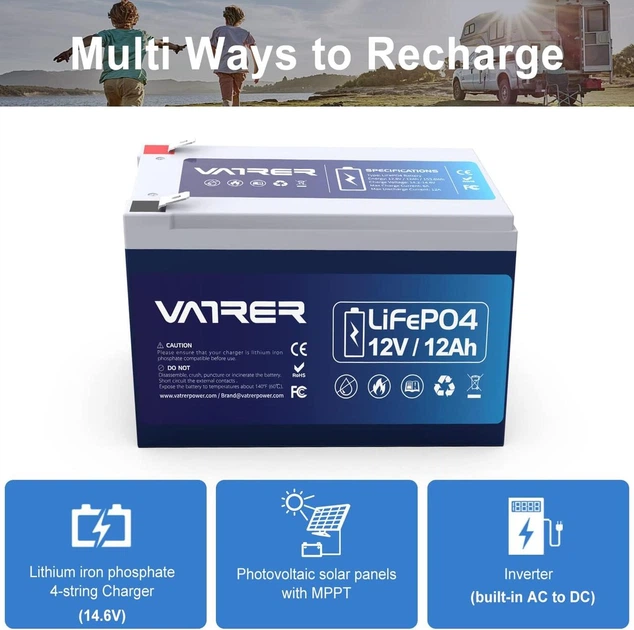 Аккумуляторная батарея VATRER LiFePO4 12V 12Ah (153,6Wh) со встроенным BMS на 5000+ циклов - изображение 6