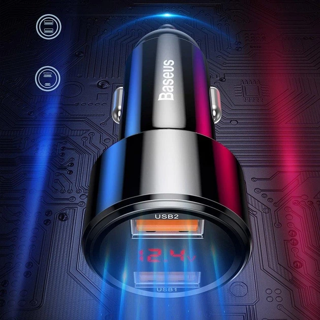 Автомобільний зарядний пристрій Baseus Magic Series Dual QC 3.0 2x USB 45 W 6 A Black (YM1783) - зображення 7
