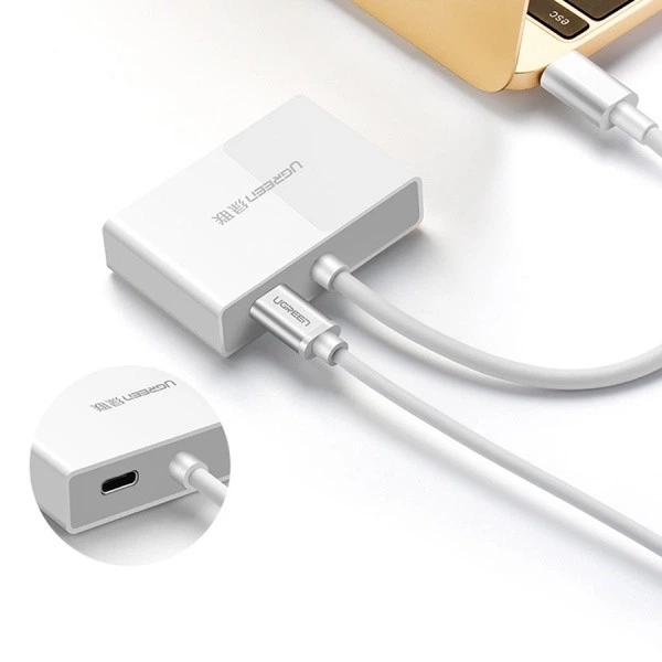 Адаптер переходник Ugreen USB Type-C to HDMI VGA White (YM1062) - Фото 2 Адаптер переходник Ugreen USB Type-C to HDMI VGA White (YM1062) - изображение 2