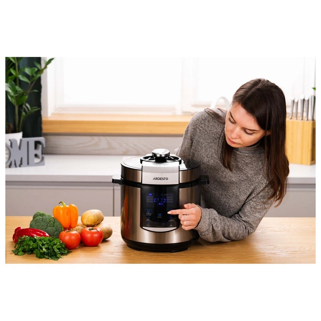 Мультиварка-скороварка Ardesto MPC-P226, 900Вт, чаша-6л, электр. управление, книга рецептов, нерж. с - Фото 14 Мультиварка-скороварка Ardesto MPC-P226, 900Вт, чаша-6л, электр. управление, книга рецептов, нерж. с - изображение 14