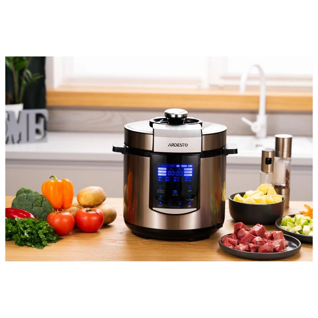 Мультиварка-скороварка Ardesto MPC-P226, 900Вт, чаша-6л, электр. управление, книга рецептов, нерж. с - Фото 15 Мультиварка-скороварка Ardesto MPC-P226, 900Вт, чаша-6л, электр. управление, книга рецептов, нерж. с - изображение 15