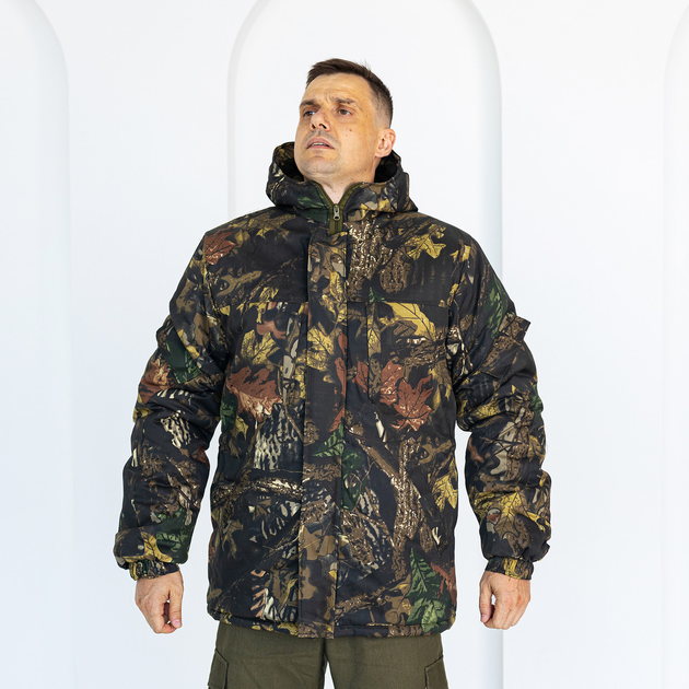Бушлат зимний Горка камуфляж темный Клен, мужская зимняя куртка на синтепоне и флисе с капюшоном 60 - изображение 1