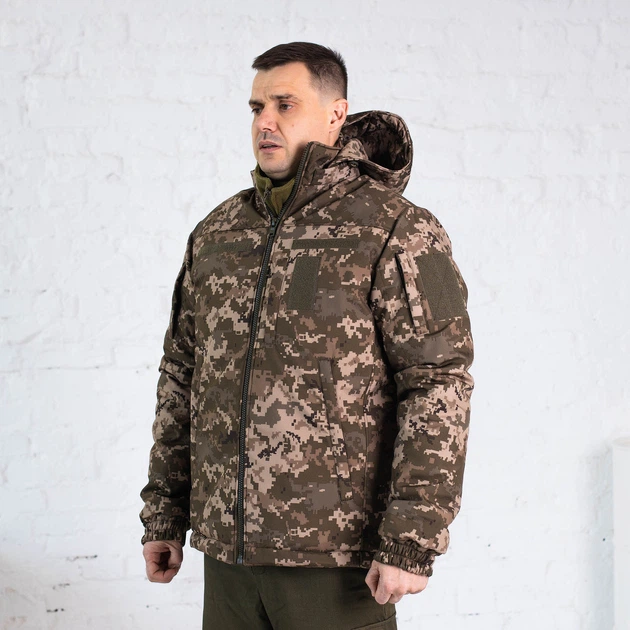 Куртка зимова Піксель софтшелл з підкладкою Omni-Heat, чоловіча утеплена камуфляжна куртка 44 - Фото 10 Куртка зимова Піксель софтшелл з підкладкою Omni-Heat, чоловіча утеплена камуфляжна куртка 44 - зображення 10