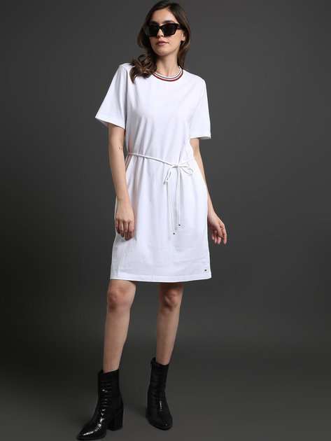 Акція на Сукня-футболка міні літня жіноча Tommy Hilfiger 558888680 S Біла від Rozetka