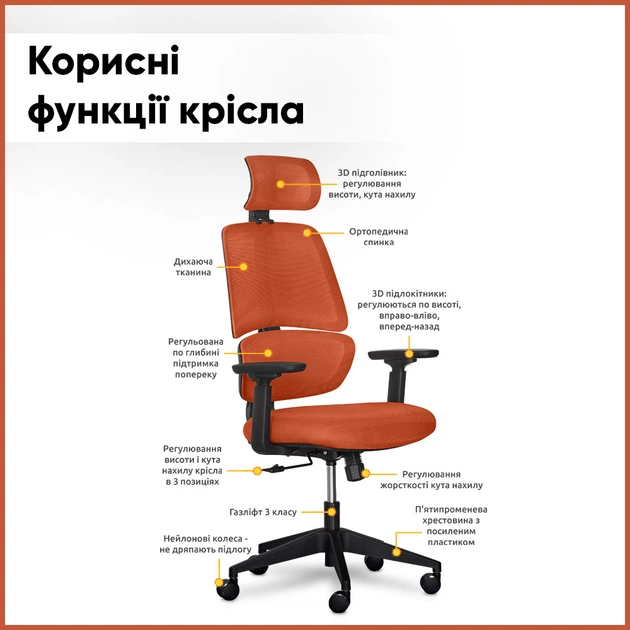 Кресло Mealux Leo Air Orange (Y-543 KBY) - изображение 3