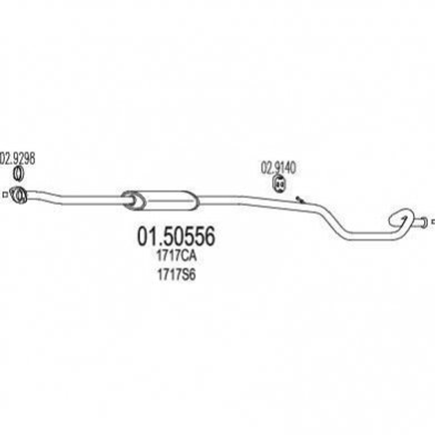 Глушитель средний MTS 0150556 Peugeot 206 1717CA, 1717S6 - изображение 1