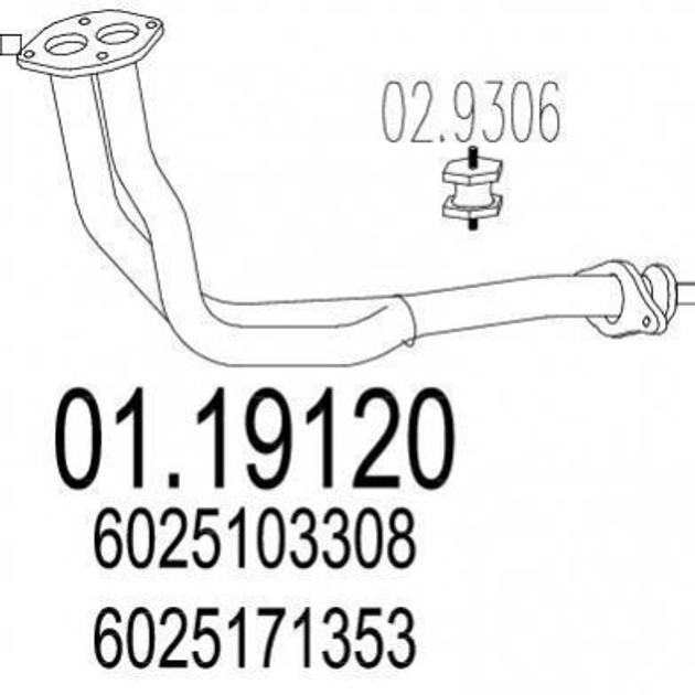 Труба глушника MTS 01.19120 Renault Espace 6025103308, 6025171353 - зображення 1