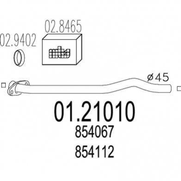 Труба глушника MTS 01.21010 Opel Kadett 854112, 854067 - зображення 1