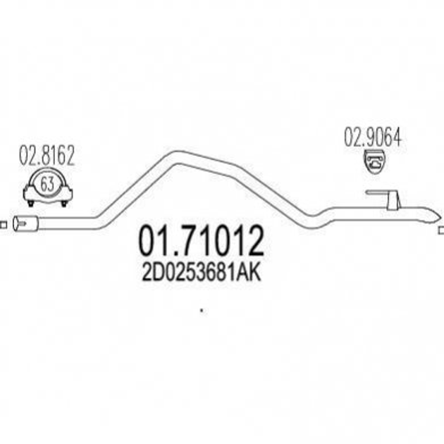 Труба глушника MTS 0171012 Volkswagen LT 2D0253681AK - зображення 1