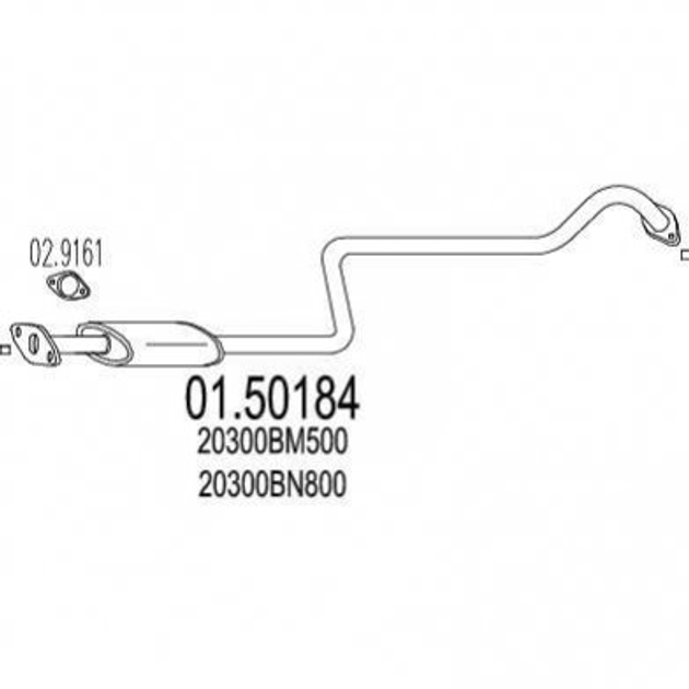 Глушник середній MTS 0150184 Nissan Almera 20300BM500, 20300BN800 - зображення 1