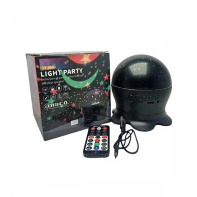 Колонка нічник-проектор зоряного неба Light Party SY-668 з Bluetooth та USB, SD, FM Чорний - Фото 4 Колонка нічник-проектор зоряного неба Light Party SY-668 з Bluetooth та USB, SD, FM Чорний - зображення 4