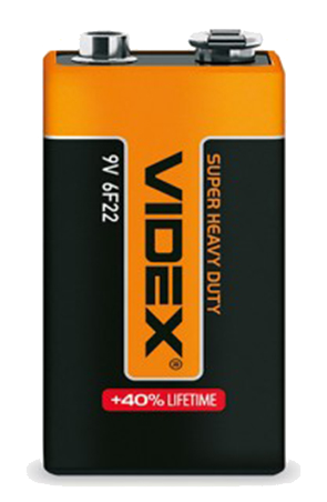 Батарейка VIDEX Super HeavyDuty 6F22 (крона) S1 1шт - Фото 1 Батарейка VIDEX Super HeavyDuty 6F22 (крона) S1 1шт - изображение 1