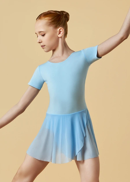 Купальник KLARA, короткий рукав, спідниця-сітка на 90%бавовна, 10%еластан, блакитний, 128см - Фото 1 Купальник KLARA, короткий рукав, спідниця-сітка на 90%бавовна, 10%еластан, блакитний, 128см - изображение 1