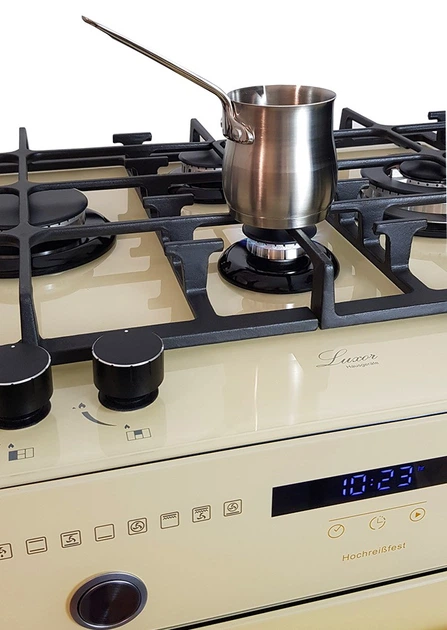 Варочная поверхность газовая Luxor RG 650 Rustik Champagne BK + круглая подставка WOK в подарок бежевый, шампань, слоновая кость - изображение 6