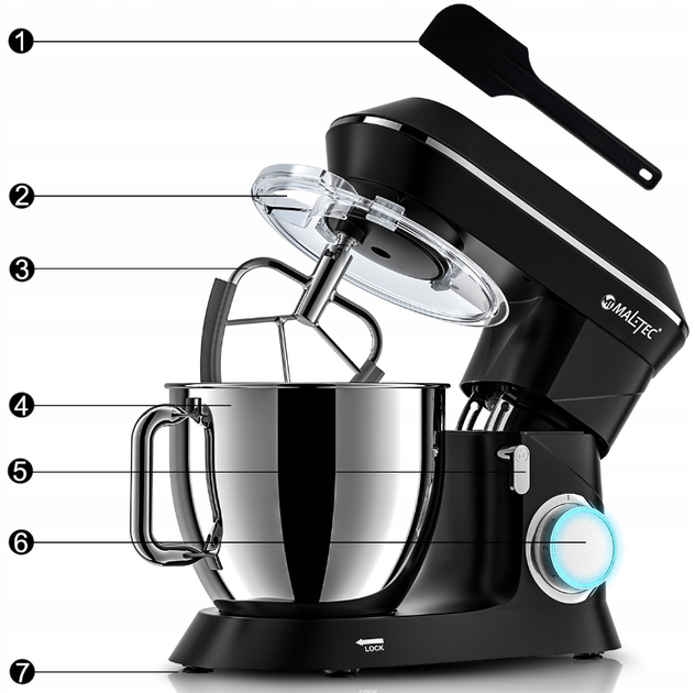 Тестомес миксер планетарный Maltec Chef 2200W BL - изображение 8