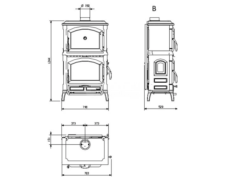 Чавунна піч La Nordica ISOTTA FORNO EVO ANTHRACITE BLACK - зображення 8