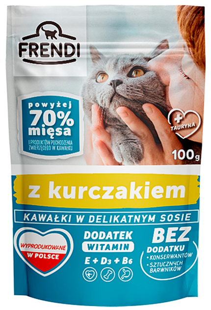 Mokra karma dla kotów Frendi Kawalki w sosie z kurczakiem 100 g (5904316130855) - obraz 1