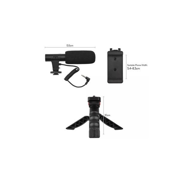 Набор блогера 4в1 Тренога с фиксатором для телефона, Bluetooth кнопкой и LED подсветкой Black - изображение 5