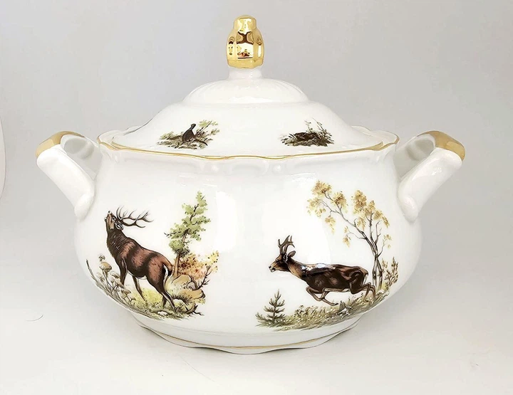 Супниця Gloria fine porcelain Bavaria Handwork Bayreuth Made in Germany Полювання h-18,5 см, 2650мл - зображення 2